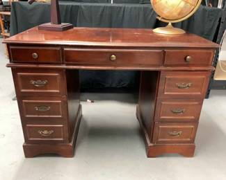 Vintage Wooden Desk, Lamp Globe