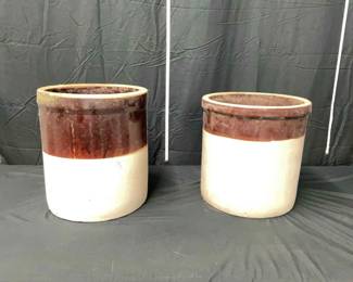 004 Pair of 6 Gallon Stoneware Crocks