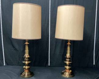 Pair of Brass Candlestick Lamps