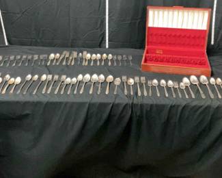 62 Piece Silverware Collection featuring W.M. Rogers, Oneida, etc.