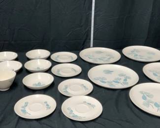 20 Piece Collection of Vintage Marcrest Blue Spruce Pinecone Dinnerware a Pitcher