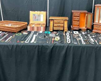 Large Variety of Jewelry, Watches, Brooches Jewelry Boxes