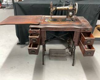 001 White Rotary Treadle Sewing Machine Desk