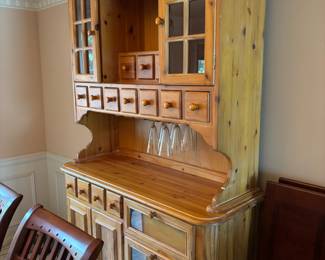 The Manchester Furniture Group Pine Hutch and Buffet with Glass Paneled Doors