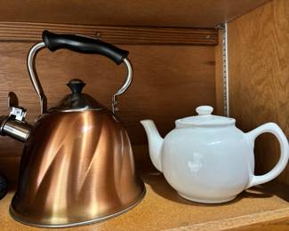 Copper Swirl Tea Kettle, White Ceramic Tea Kettle