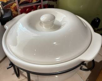 At Home White Ceramic Bistro Buffet Casserole Dish