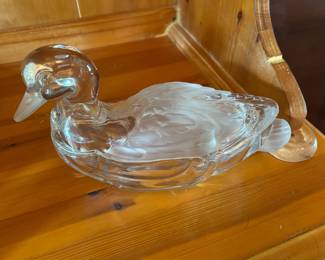 Crystal Duck Figure Trinket Dish