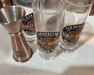 Harley Davidson Cocktail Measuring Cup, Set of 4 Harley Davidson Tall Shot Glasses