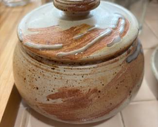 Studio Pottery Honey Pot Signed ME