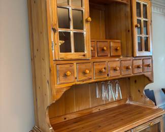 The Manchester Furniture Group Pine Hutch and Buffet with Glass Paneled Doors