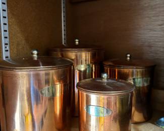 Set of 4 Copper & Brass Canisters