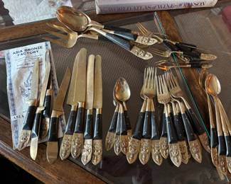 Asian Bronze Factory Flatware Set