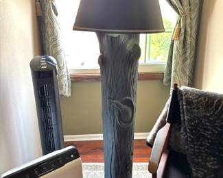 Rustic Floor Lamp with Faux Tree Trunk Base
