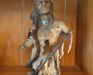 Resin Native American Sculpture "Yellow Wolf " by Stephen Herrero
