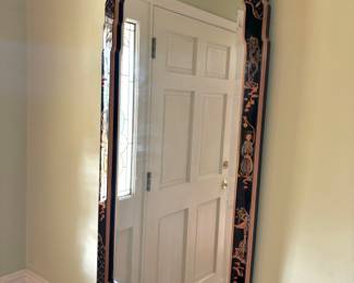 Chinoiserie Black & Gold Lacquered Wall Mirror