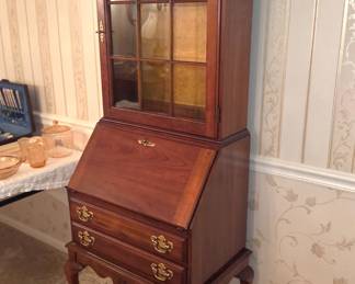 Queen Anne style secretary desk curio cabinet display case