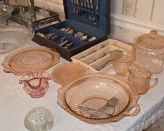 Pink depression glass