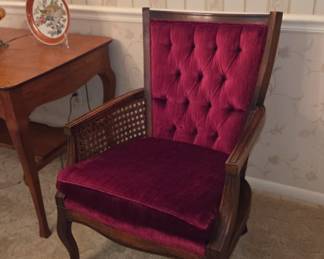 Set of red upholstered chairs