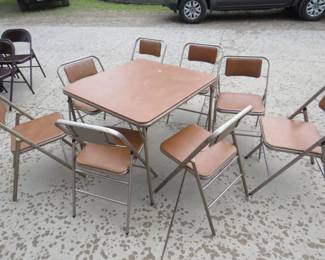 Lot 321. Card table with 8 matching chairs