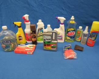 Lot 429. Household chemicals and cleaners. Varying amounts.