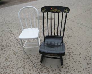 Lot 320. Vintage wooden chair and rocker