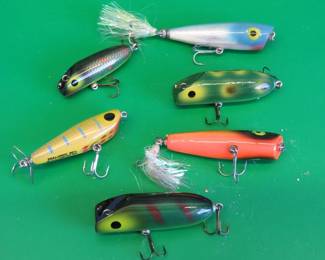 Lot 87. Bag O Baits, like-new condition: Luhr Jensen Dalton Special. 2 Luhr Jensen P.J. Pop Lures. 2 Luhr Jensen 2 3/4" Bass-Orenos. Luhr Jensen Midge -Oreno.