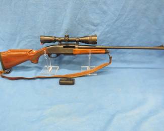 Lot 23. Remington 7600 30-06 pump-action rifle. Ser. #B8575012. Includes Bushnell 4-12x40 scope with Butler Creek covers, two magazines, sling, and case.