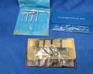 Lot 39. Two adjustable parallel sets, a partial telescoping gauge set, and a piece of aluminum plate