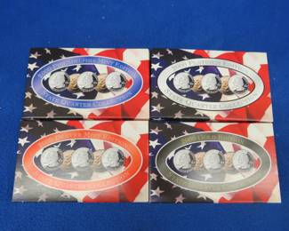 Lot 145. Four sets of 2000 State Quarters: Denver mint. Philadelphia mint. 24k gold layered. Platinum layered