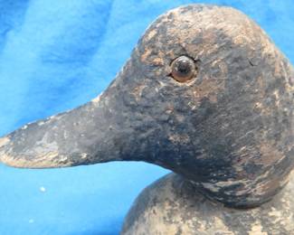 Lot 384. Wooden Bluebill duck decoy with glass eyes