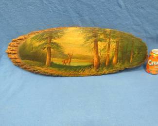 Lot 404. Al Mohler painting on a pine slab. 29" x 10".