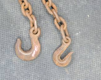 Lot 99. Approx. 14-feet of 3/8" chain with hooks on both ends