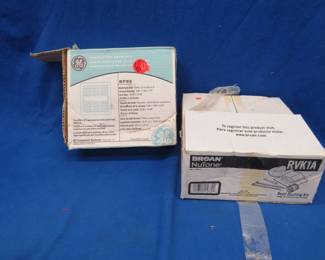 Lot 337. Broan roof ducting kit and a GE ventilation bath fan. Both appear to be unused.