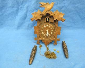 Lot 385. Lux 2-weight Cuckoo clock. No pendulum. Cuckoo does work.