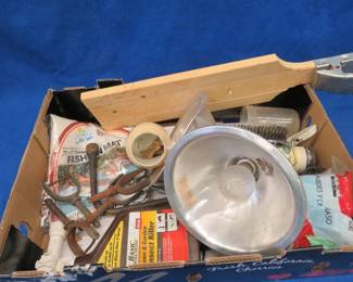 Lot 123. Heat lamps, fish board, push screwdriver, and more