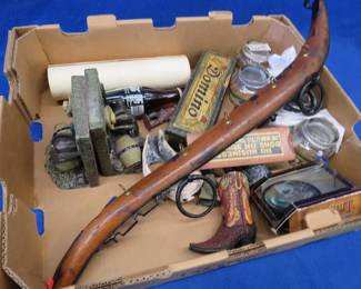 Lot 78. Collectibles including an old domino set, 1989 Stanley Cup Coke bottle, and more