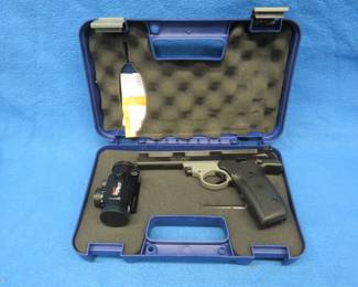 Lot 9. Smith & Wesson Model 22A .22 LR semi-auto pistol. Ser. #UBY2445. Includes case, manual, and two magazines.