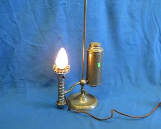 Lot 214. Electrified oil lamp, works