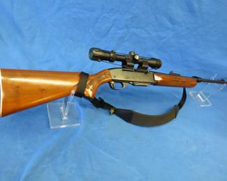 Lot 19. Remington Woodsmaster Model 742, 30-06 semi-auto rifle. SN 1235648. Bushnell scope. Flambeau hard case. Two mags.