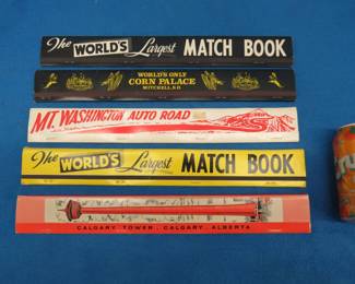 Lot 403. Five different novelty souvenir 15" matchbooks. All matches are intact.