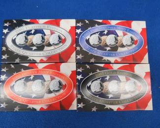 Lot 147. Four sets of 2003 State Quarters: Denver mint. Philadelphia mint. 24k gold layered. Platinum layered