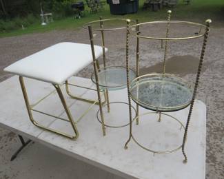 Lot 312. Two plant stands and a small stool