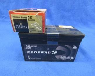 Lot 290. 75 Federal 300 Blackout rounds and 14 Federal 357 Magnum Personal Defense rounds