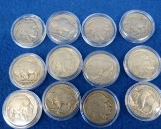 Lot 190. 12 Buffalo nickels