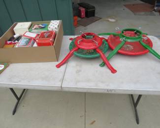 Lot 334. Christmas ornaments and two tree stands