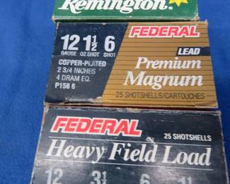 Lot 294. 73 12-gauge rounds. 25 Remington 7 1/2-shot. 25 Federal 6-shot. 23 Federal 6-shot.