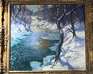 "Winter Brook" Oil on Canvas Artist Signed by G. Ames Aldrich