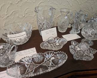 American Brilliant Period leaded cut glass pieces Waterford bowl