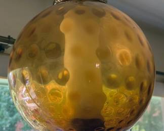 Mid-century amber glass swag lamps