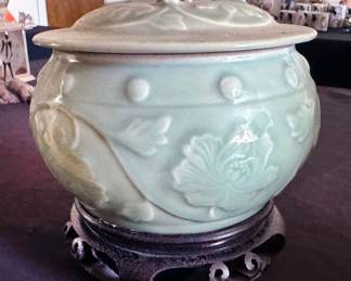 Chinese celadon pot with lid